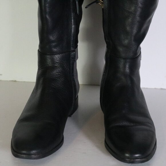 Tory Burch Marsden Over the Knee Boots Womens 7.5 Black Suede Leather Two Tone - Picture 7 of 11
